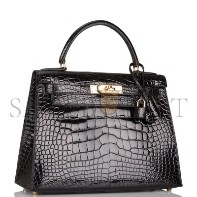 HERMÈS MASTER A SHINY ROSE SCHÉHÉRAZADE NILOTICUS CROCODILE SELLIER KELLY 28 WITH GOLD HARDWARE (28*22*10cm) 